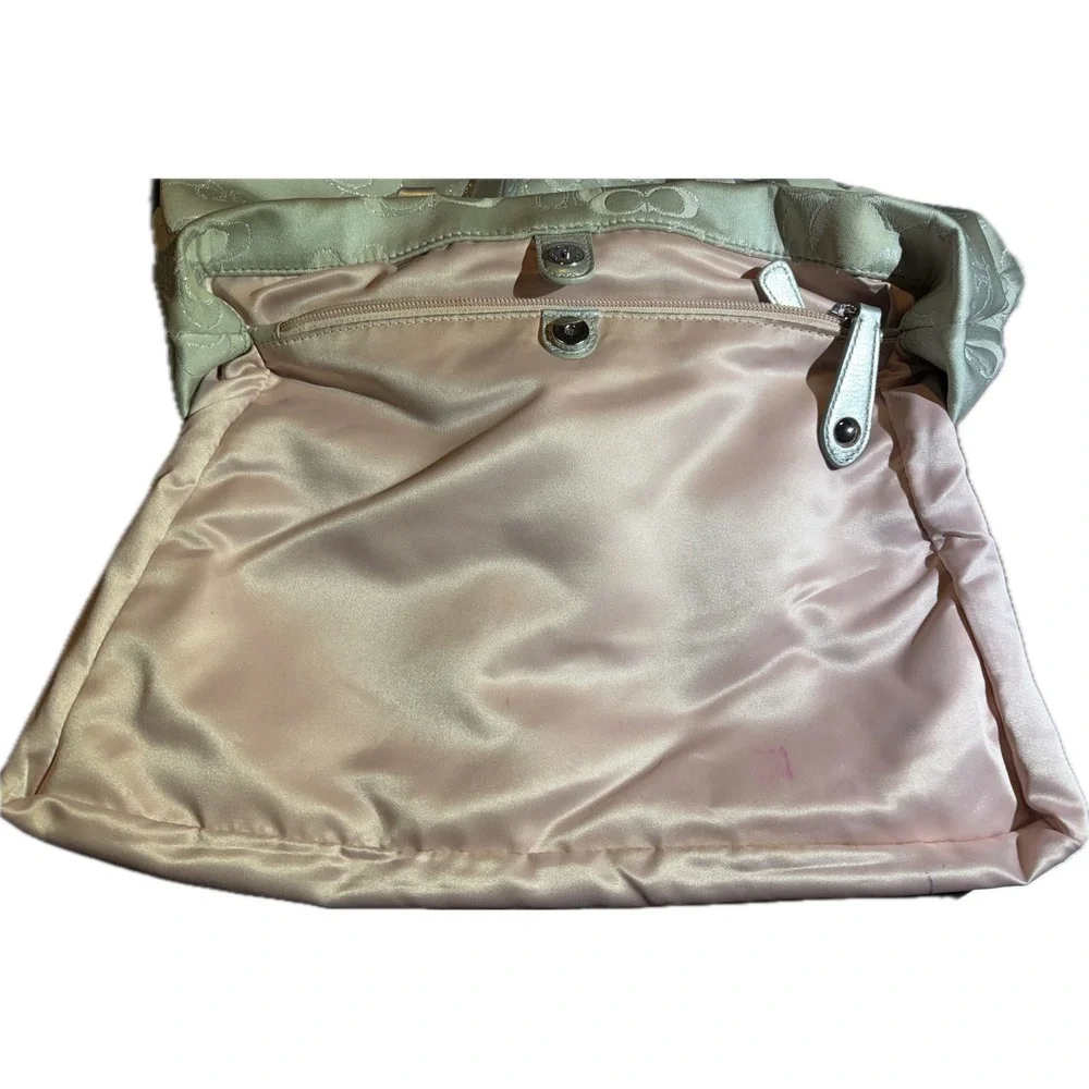 Y2K Coach Ashley Signature Carryall Butterfly‎ Garden Bag Silver Gray F19976